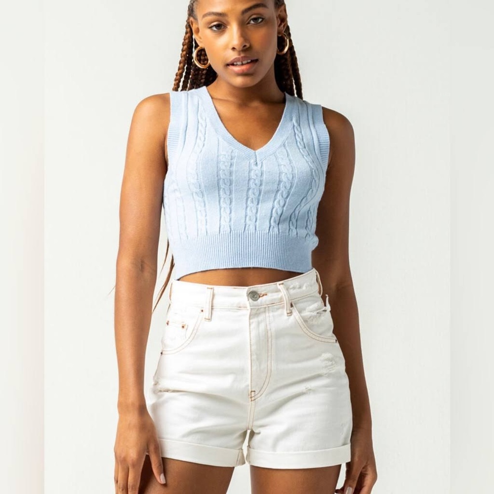 BDG White denim shorts